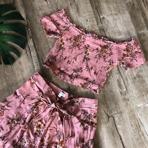Cotton Candy LA Floral Off the Shoulder Harem Pant Set Med